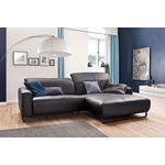 KAWOLA Sofa YORK Leder Life-line mocca Recamiere rechts Fuß Metall schwarz 85 x 180 x 284 cm