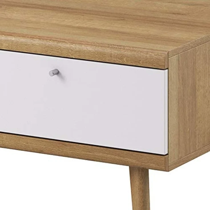 Selsey SCANDI - Couchtisch in Weiß / Sonoma Eiche hell mit Ablage und Schublade, rechteckig, 107x67 cm – Bild 5