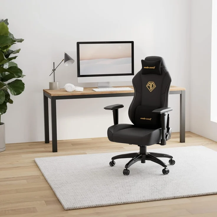 Anda Seat Phantom 3 Gaming Stuhl für Erwachsene – Ergonomisch PC Stuhl mit verstellbaren 2D Armlehnen, PVC-Leder, Kopfstütze & Lendenkissen, Bequemer Design, Belastbarkeit bis 90 kg, Schwarz – Bild 2