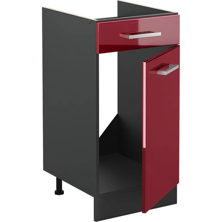 Küchenunterschrank R-Line Rot Hochglanz/Anthrazit 40 cm Arbeitsplatte Anthrazit Vicco – Bild 3