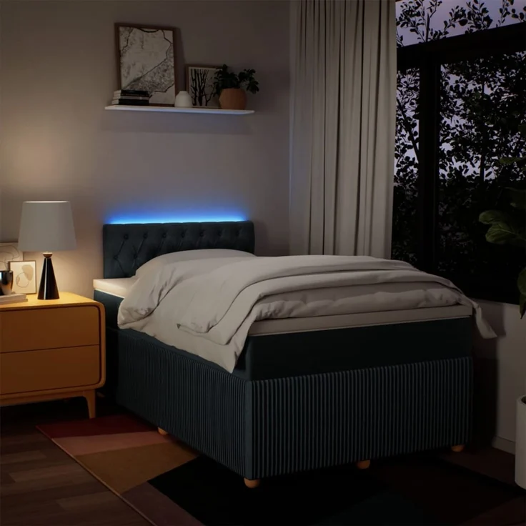 vidaXL Boxspringbett mit Matratze Blau 120x200 cm Stoff 3289736 – Bild 5