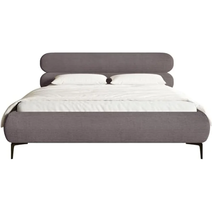 Selsey Polsterbett 140x200 cm Cord Braun – gepolstertes Bett 140x200 mit Lattenrost, stabiles Bettgestell mit schwarzen Metallfüßen, modernes Doppelbett im zeitlosen Design fürs Schlafzimmer – Bild 5