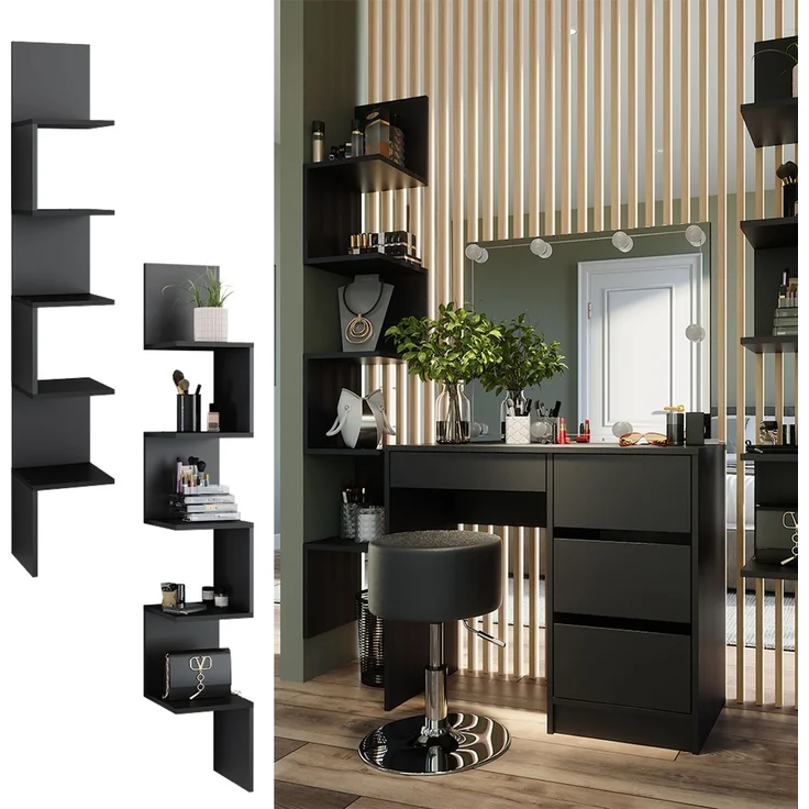 Eckregal Paolo Schwarz 28 x 175.4 cm 2er Set Vicco – Bild 2