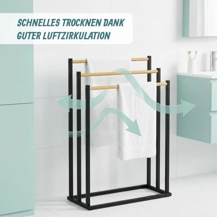 Relaxdays Handtuchständer mit 3 Stangen – Bild 2