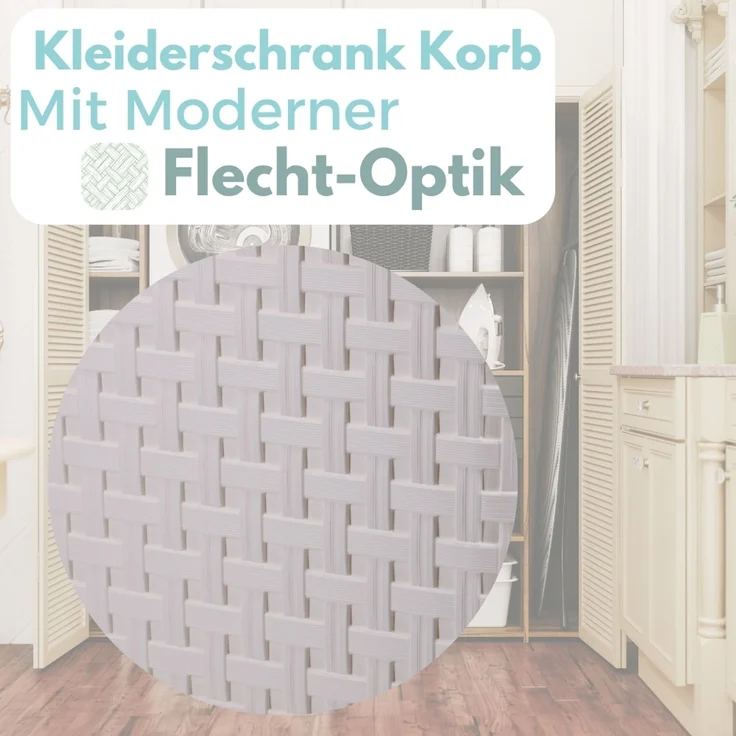 Aufbewahrungsbox mit Deckel Weiß Frontöffnung Schrank Organizer Stapelbox Kleiderschrank Korb mit Deckel Aufbewahrungskorb Aufbewahrung Badezimmer Rattan Optik – Bild 7