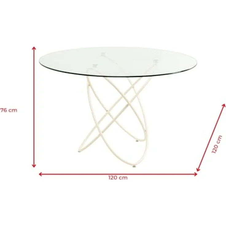 Kare Design Esszimmertisch Molekular, Greige, 120cm Durchmesser, Esstisch, Glas Tischpaltte, Stahlgestell, Esszimmer, Rund – Bild 3