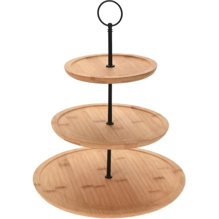 Spetebo Etagere Bambus Etagere mit 3 Etagen - 35 cm, Bambusholz, Metall, (Stück, 1-tlg, Holz Etagere), Etagenständer 3-stöckig – Bild 3