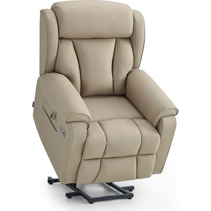 M MCombo 4-Motoren-Fernsehsessel mit Aufstehhilfe Elektrisch, Elektrische Lenden- & Kopfstütze 165°Zero-Gravity Sessel mit Aufstehhilfe, Massage & Heizung 7558 (Mikrofaser, Beigebraun) – Bild 1