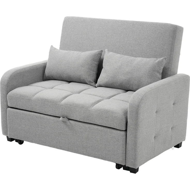 Klappsofa Schlafsofa ausziehbar Baumwoll-Leinen verstellbare Rückenlehne Gästebett Multifunktion Sofa-Bett,Grau – Bild 8