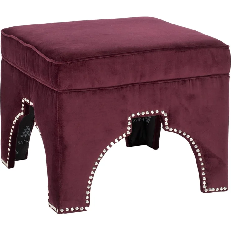 SAFAVIEH Upholstered Ottoman, in Bordeaux, 55 X 55 X 45 – Bild 3