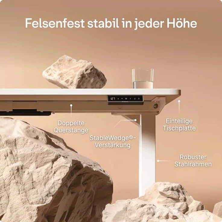 Höhenverstellbarer Schreibtisch - Höhenverstellbar Elektrisch mit Flüsterleisem Dual-Motor & Touchscreen - Hohe Tragfähigkeit - Stehtisch von Desktronic, Weiß + Weiß, 160x80 cm – Bild 5