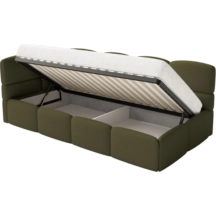 Selsey 'Cloudy' Jugendbett links, Rausfallschutz, Bouclé Olivgrün, 90x200 cm – Bild 4