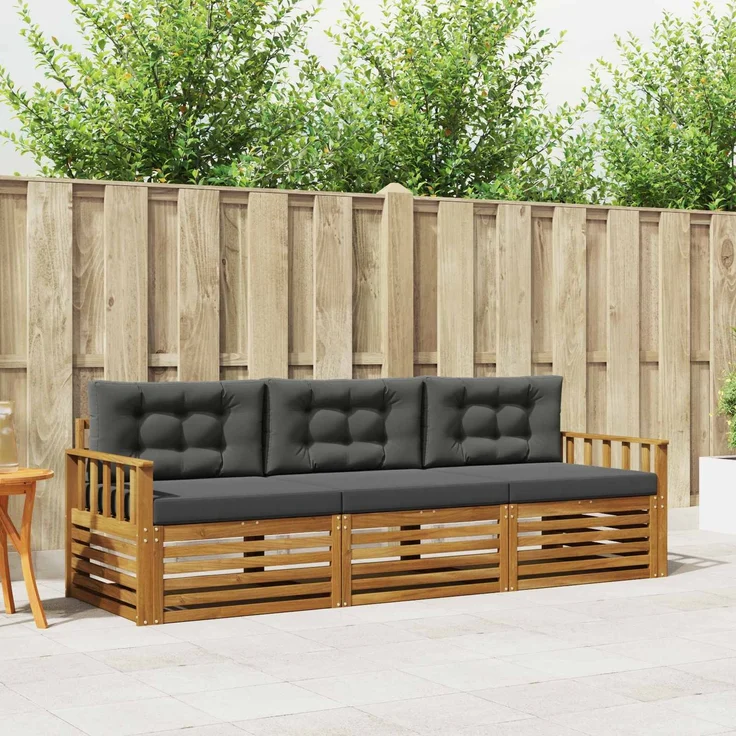 vidaXL Outdoor-Sofagarnitur 3 stk. Natur und Anthrazit 3372932 – Bild 1