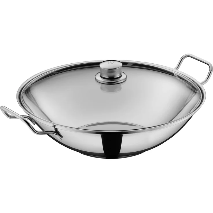 WMF Wok Party Taiwan Wokpfanne Induktion, Cromargan® Edelstahl Rostfrei 18/10 (Set, 3-tlg), Wok mit Deckel und Ablagegitter, für alle Herdarten geeignet – Bild 6