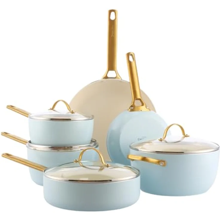 GreenPan Padova Reserve 6 Tlg Topf&Pfannenset Hellblau – Bild 2