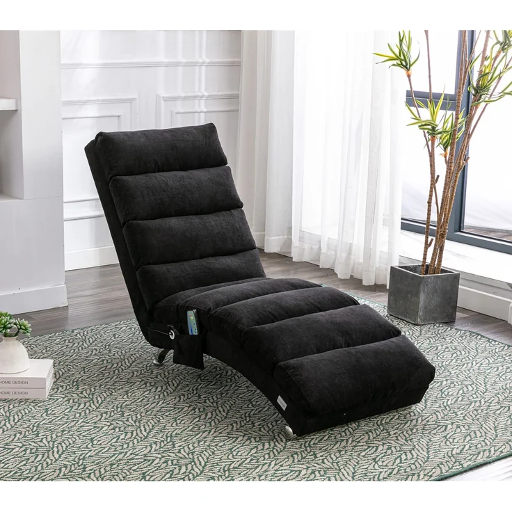 Relaxliege Massageliege Leinen Vibrationsfunktion Beige Grau Chaiselongue Wohnzimmer Sessel Lounge Sitzmöbel 250kg – Bild 4
