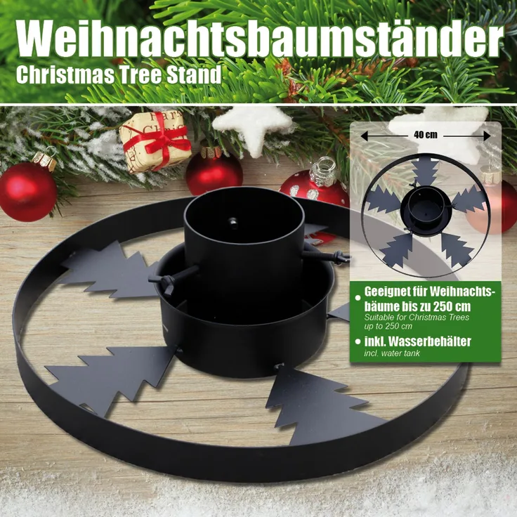 Lex Weihnachtsbaumständer, Metall schwarz, 40 x 13,5 cm