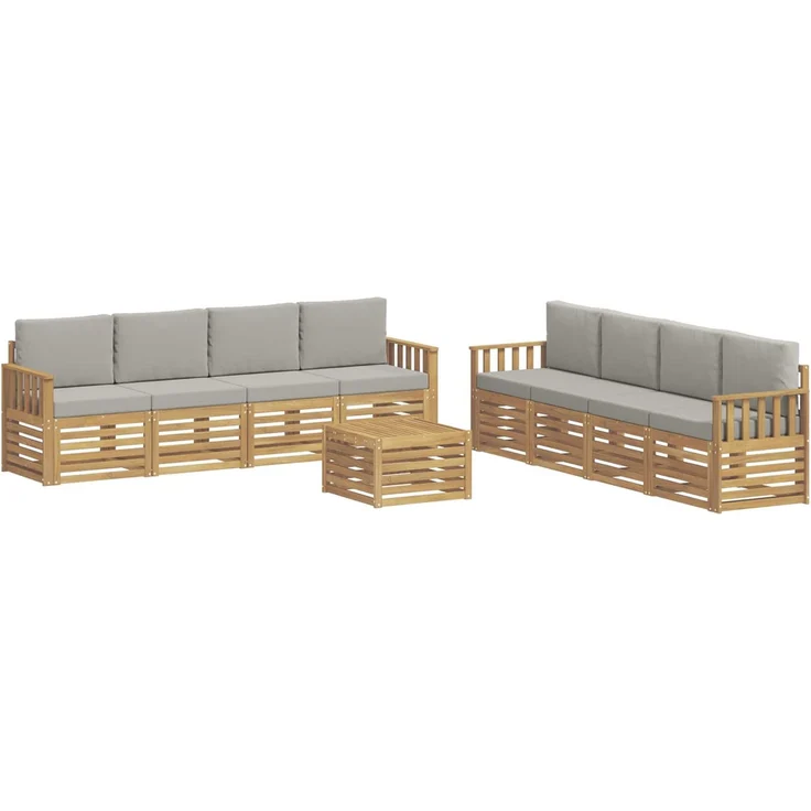 vidaXL Outdoor-Sofagarnitur 9 stk. 8-Sitzer Weiß und Hellgrau 3391586 – Bild 2