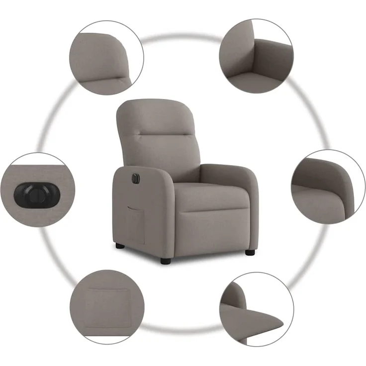 vidaXL Relaxsessel Elektrisch Taupe Stoff 3302959 – Bild 9