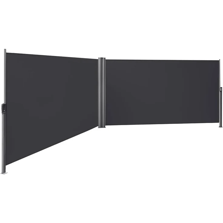 Doppel Seitenmarkise, TÜV SÜD zertifiziert, verdickter Polyester 280g/m², Anthrazit, GSA320G, 160x600 cm – Bild 1