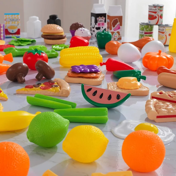 KidKraft 63330 Spielzeug-Lebensmittel Spiellebensmittel Deluxe Tasty Treats, 115 Teile und Zubehör für Spielküchen, Bunt – Bild 7