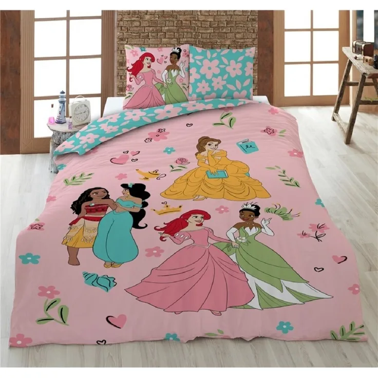 Disney Princess Bettwäsche-Set – 1x Deckenbezug 135x200 & 1x Kissenbezug 80x80 cm für Kinder