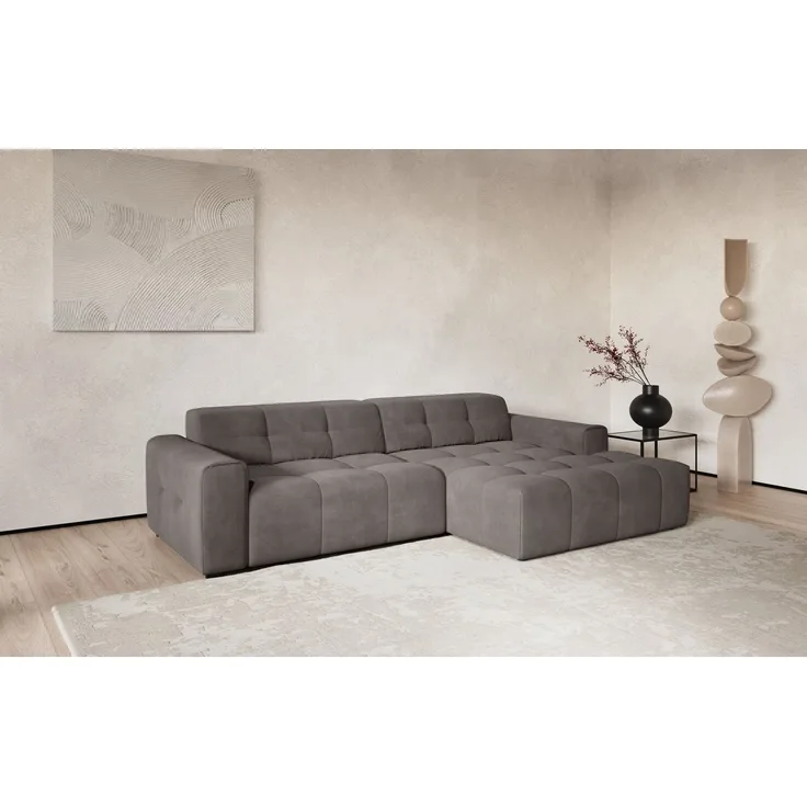 COTTA Ecksofa Sento L-Form, B: 280 cm, Chenille-Struktur, XXL Recamiere B: 133 cm, mit elektrische Sitztiefenverstellung, kubisch, bequemer Sitz