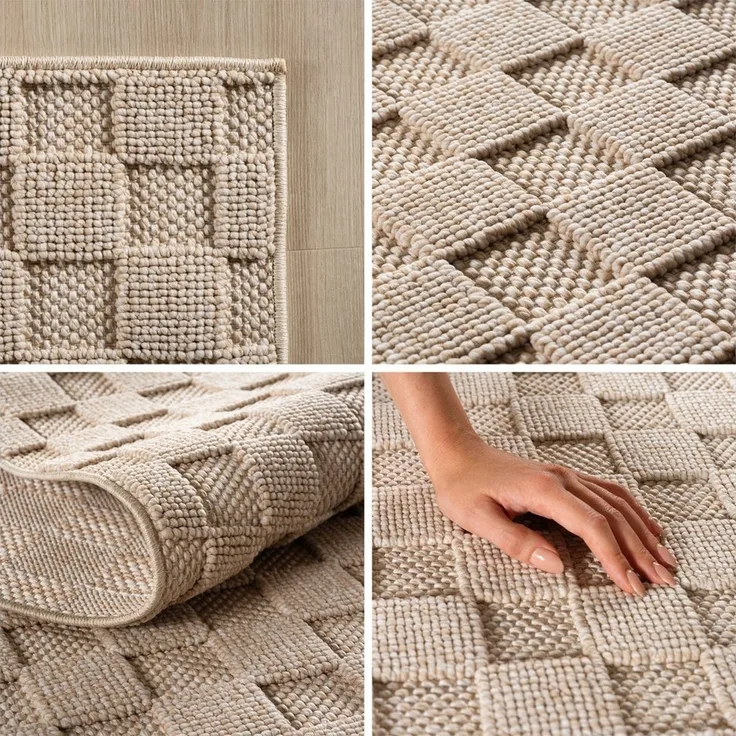 SIMPEX24 Designteppich Einfarbig Boucle Loop, Rechteckig, Höhe: 7 mm, Teppich Wohnzimmer, Schlafzimmer, Gästezimmer