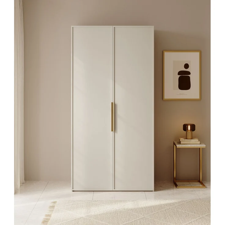 Selsey 'Frame' Kleiderschrank 2-türig mit Kleiderstange und Schubladen, greige 200 x 100 x 57 cm – Bild 2