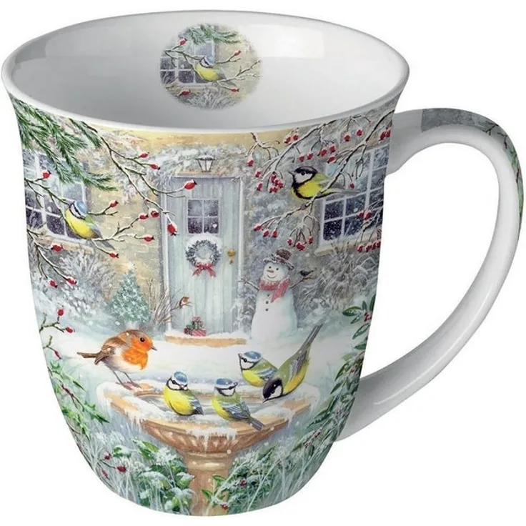 Ambiente Luxury Paper Products Becher Sommer, Blumen, Tiere, Pflanzen, Bäume, Herbst, Mug, Kollektion, 1-tlg, Porzellan Tasse, Becher 0,4 l Freudenbad- Vögel, Rotkehlchen, Schneemann, Themen Tiere, Schnee - Eis Jahreszeit Winter, Winter, Geburtstag, Ho...