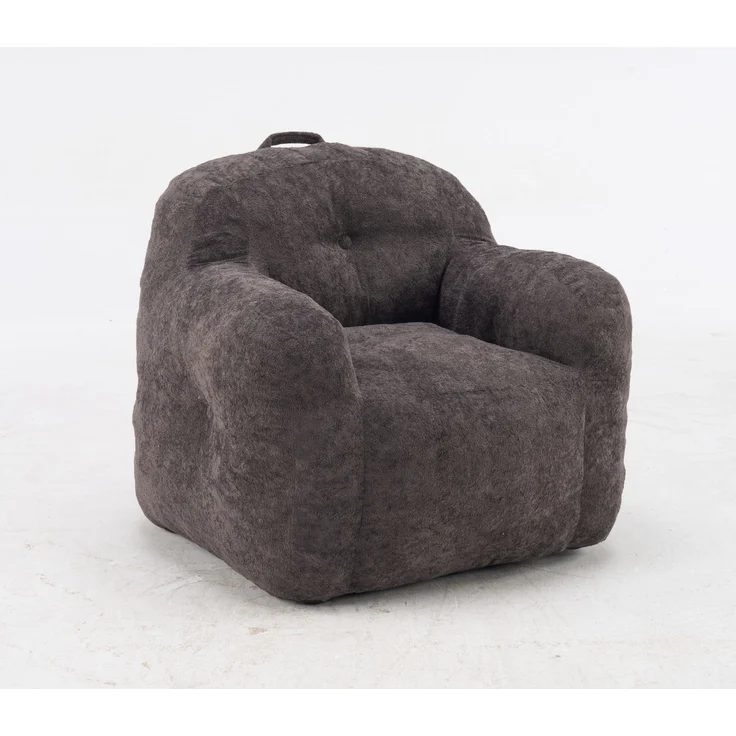 Sitzsack in Dunkelgrau 95cm×95cm×79cm mit Armlehnen und Kunstfell – ergonomischer Loungesessel ohne Montage – Bild 2