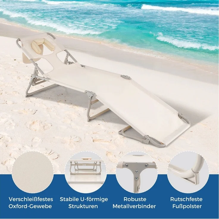 COSTWAY Gartenliege, Sonnenliege klappbar & verstellbar mit Öffnungen – Bild 3