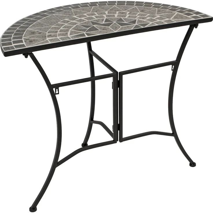 DEGAMO SIENA Wandtisch, Metall + Mosaik, schwarz/grau, 90x45cm halbrund – Bild 3