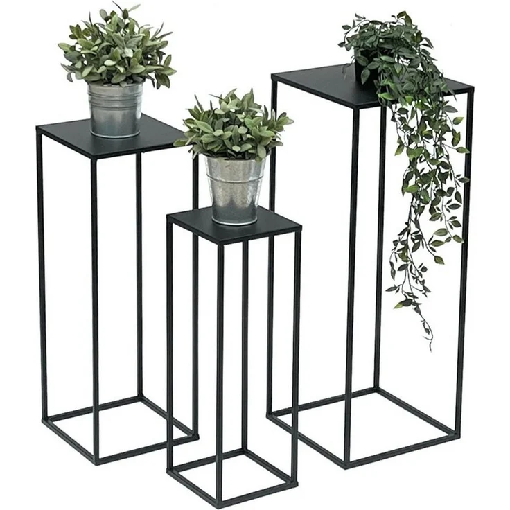 DanDiBo Blumenhocker eckig, Metall, Schwarz, 3 Stück, 70 x 28 x 28 cm – Bild 3