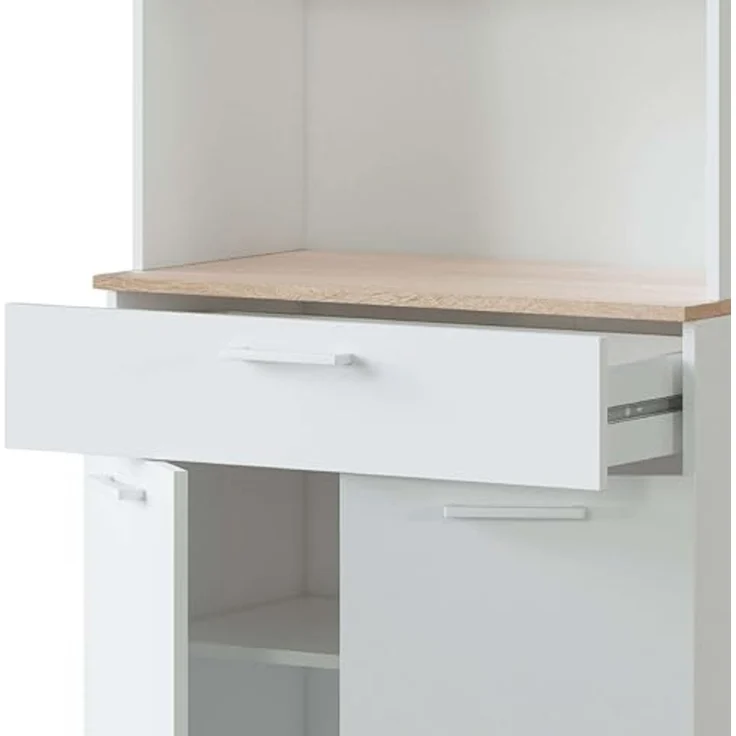 Habitdesign Sideboard, Melamin, Rückseite aus MDF, Scharniere und Schienen aus Metall, Griffe aus ABS, Beine aus Aluminium, Kanten aus PVC, 2 Türen, Medio – Bild 5