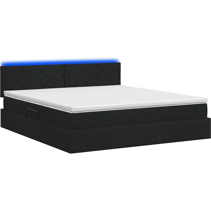 vidaXL LED-Speicherbett mit Matratze Schwarz 160 x 200 cm Stoff 3459137 – Bild 9