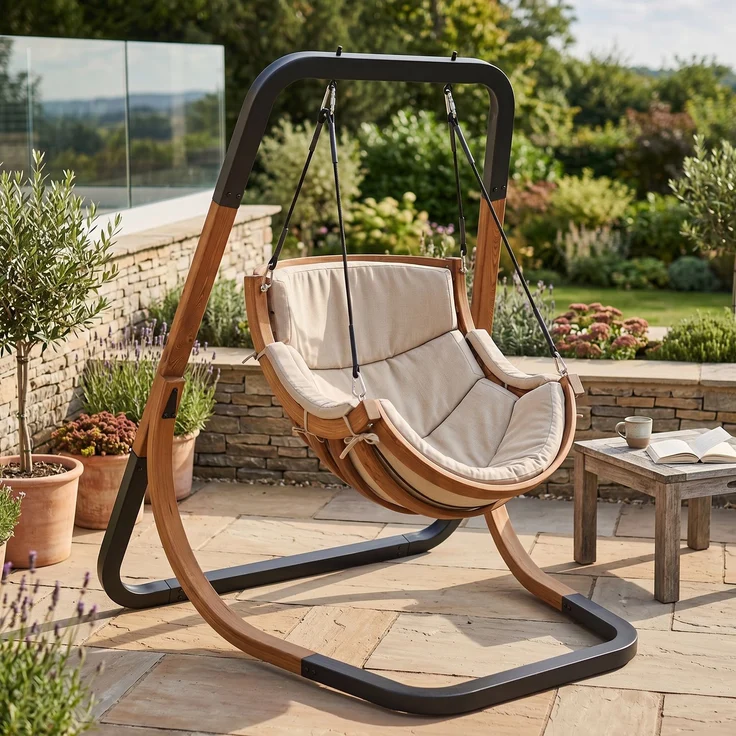Hängesessel Classic – Schaukelsessel für Garten & Terrasse · Bezug beige #3667 – Bild 5