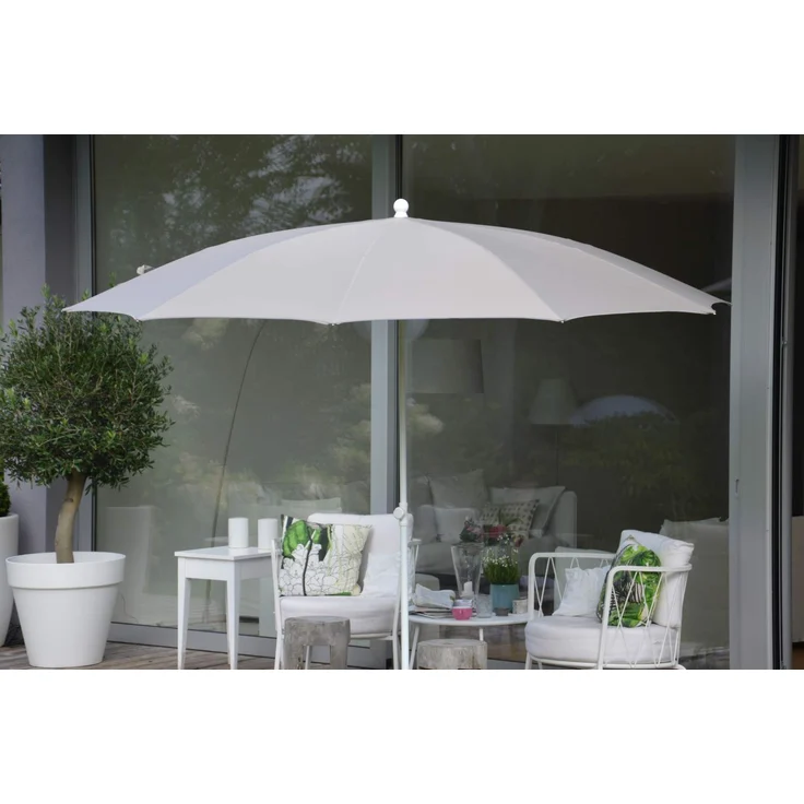 Sonnenschirm Salina Polyacryl, modern mit Knickelement, taupe, für Outdoor, Gestell weiß – Bild 2