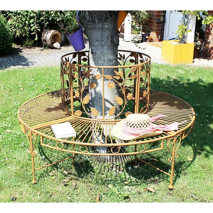 DanDiBo Rundbank Metall wetterfest Braun Ø 140 cm Baumbank 100112 Gartenbank Parkbank – Bild 9