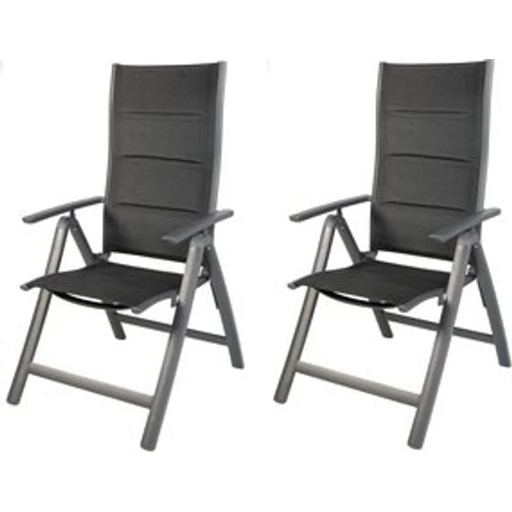 2 Stück Gartensessel Comfort 6-fach verstellbar gepolstert schwarz – Bild 4