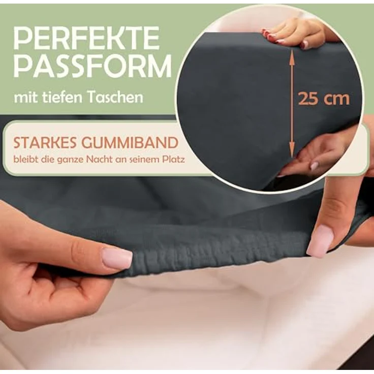 NatureMark Mikrofaser Spannbettlaken – weich, atmungsaktiv und pflegeleicht – hautfreundlich – 90x200 cm, Anthrazit grau – Bild 2