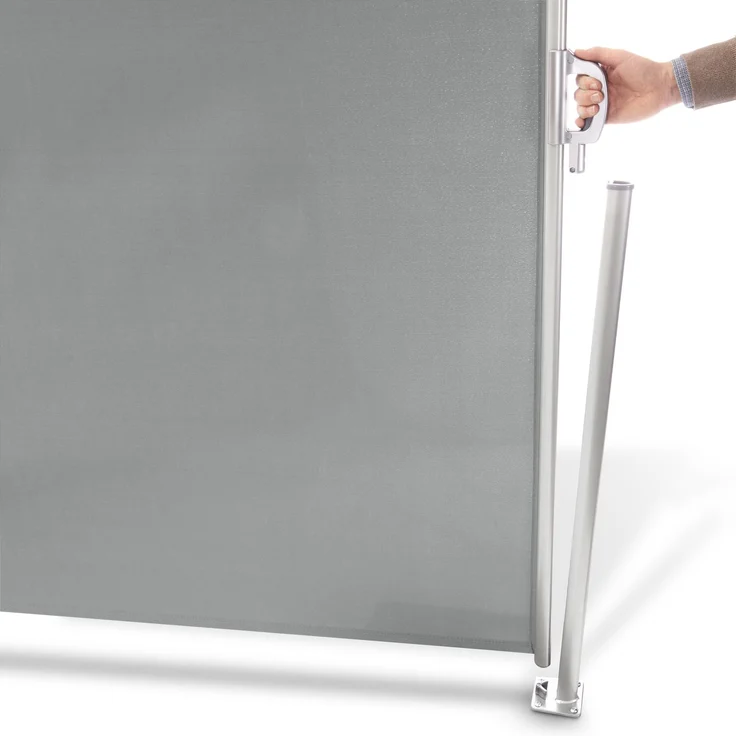 LECO Seitenmarkise ausziehbar, Polyester lichtgrau, Aluminium-Stahlrohr-Mix silbergrau, 1,8x3 m – Bild 3