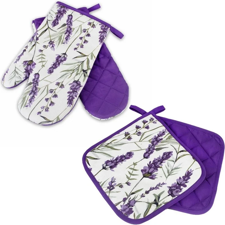 Delindo Lifestyle Topfhandschuhe Ofenhandschuhe, Topflappen, (4er Sparset, 4-tlg, bestehend aus 2x Ofenhandschuh + 2x Topflappen), Hitzebeständig bis 250 °C für maximal 15 Sekunden – Bild 1