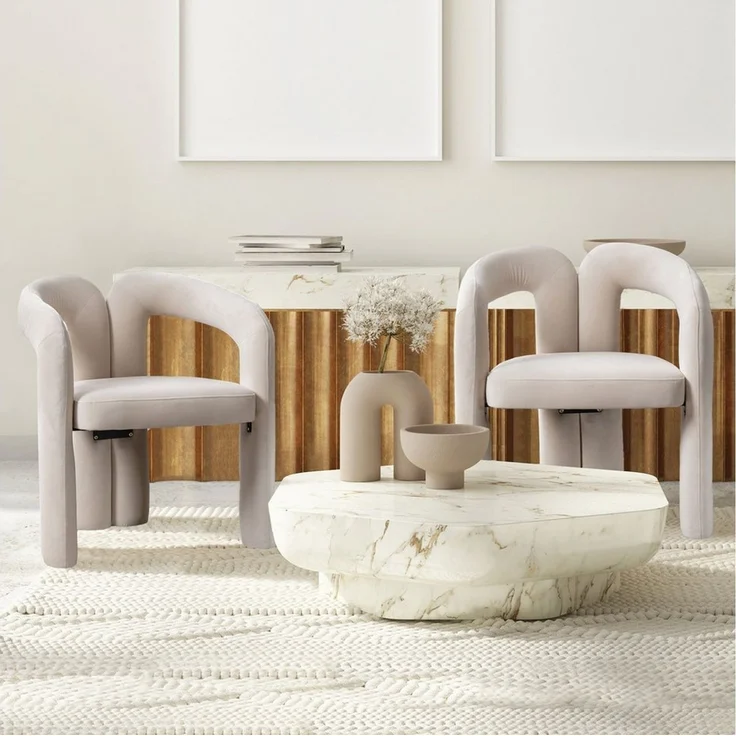 Odikalo Esszimmerstuhl 2-Stück Freizeitstühle Samt gepolsterte Stühle Eimer Seitenstühle, 64*50,5*71cm – Bild 2
