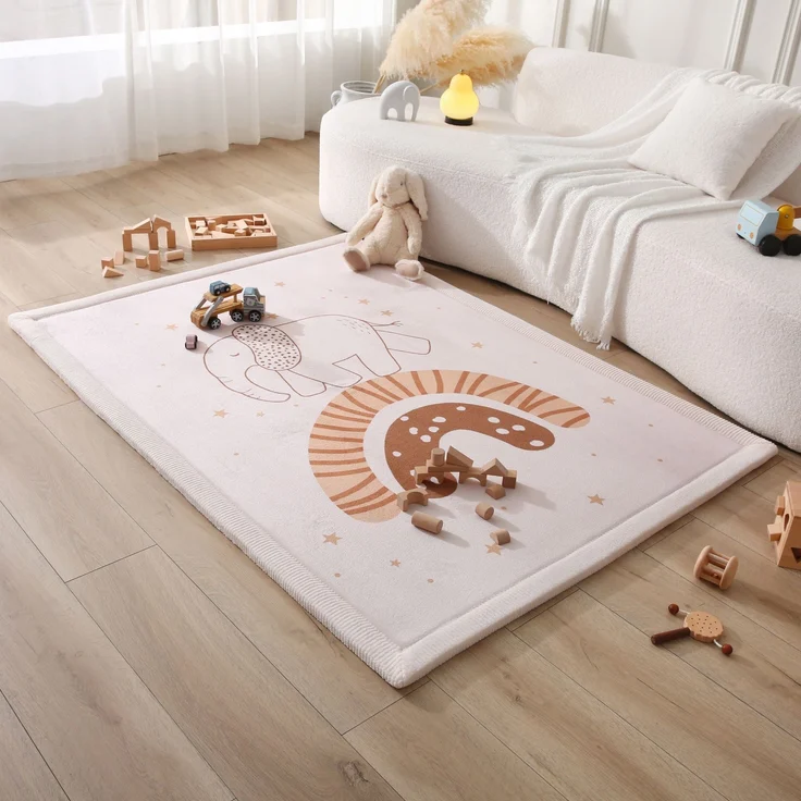 Wolkenweiche Spielmatte Baby 170x120x2,5cm – Kinderzimmer Teppich mit hochwertigem Memory-Schaum – Krabbelmatte Baby mit Rutschfester Unterseite – Krabbeldecke, Kinderteppich, Tatami Matte – Bild 7