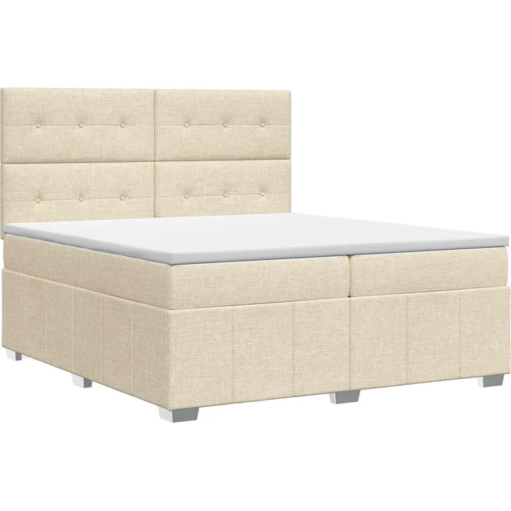 vidaXL Boxspringbett mit Matratze Creme 140 x 190 cm Stoff 3454139 – Bild 2
