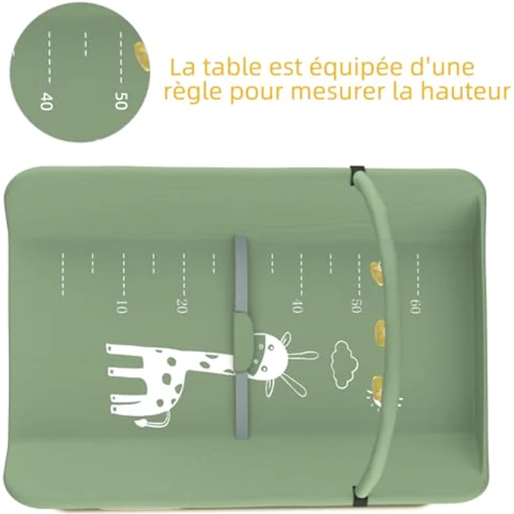 Wickeltisch, zusammenklappbar, mit Aufbewahrungskorb, Struktur aus Eisen, max. Belastung 25 kg, für Neugeborene, ergonomisches Design, Wickeltisch, 75 x 68 x 83–91 cm (B) Grün – Bild 3