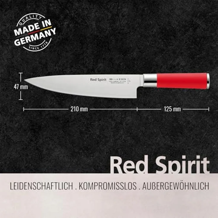 Friedrich Dick Red Spirit Kochmesser - Beidseitig geschliffen, Klingenlänge 21 cm – Bild 3