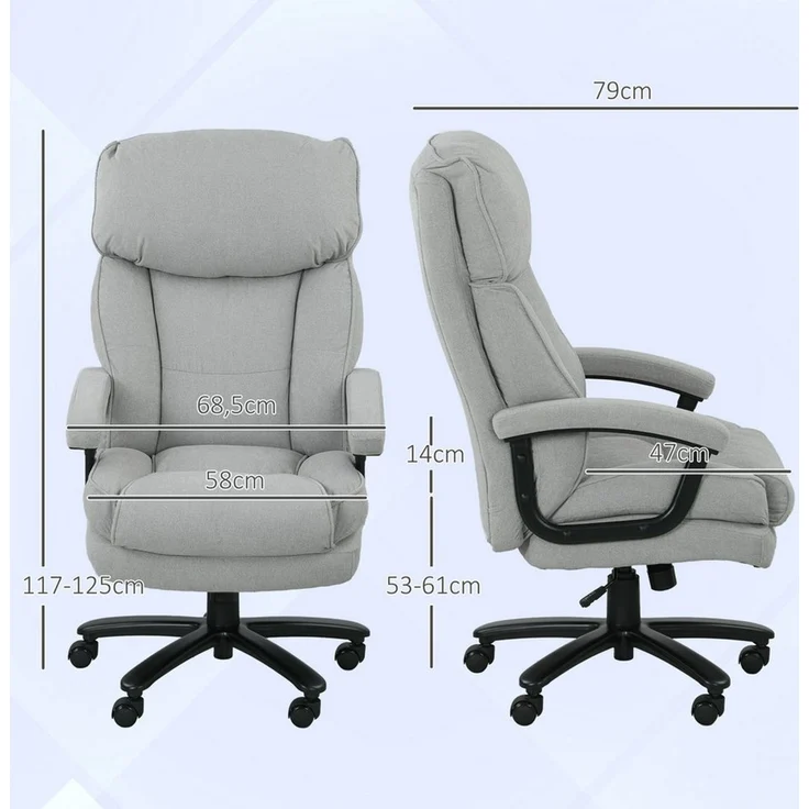 HOMCOM Bürostuhl Chefsessel mit Hoher Rückenlehne, Wippfunktion, Schreibtischstuhl (Set, 1 St), Belastbar bis 200 kg, hoher Rücken – Bild 3