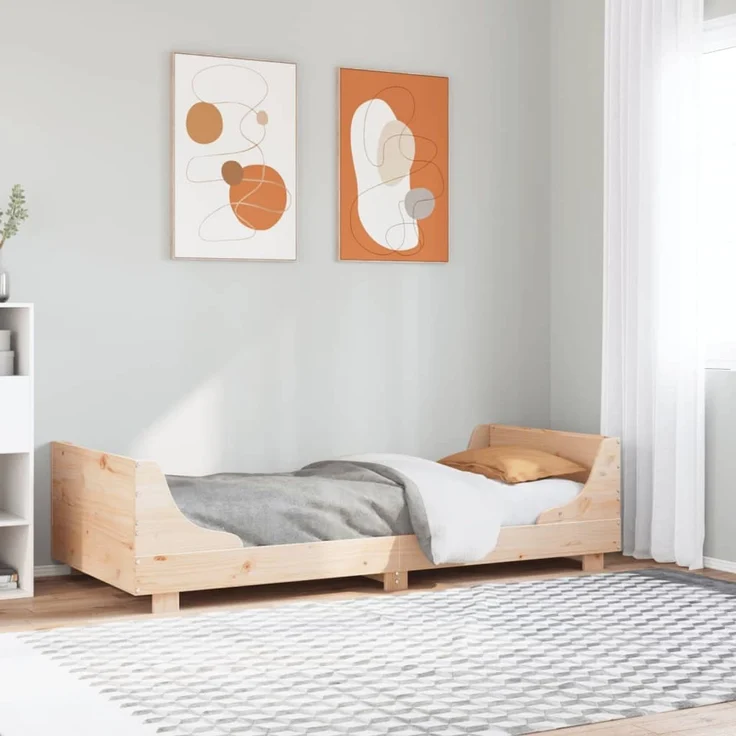Einzelbetten, Betten für Erwachsene, Massivholzbett ohne Matratze 75x190 cm Kiefernholz de3377 – Bild 2